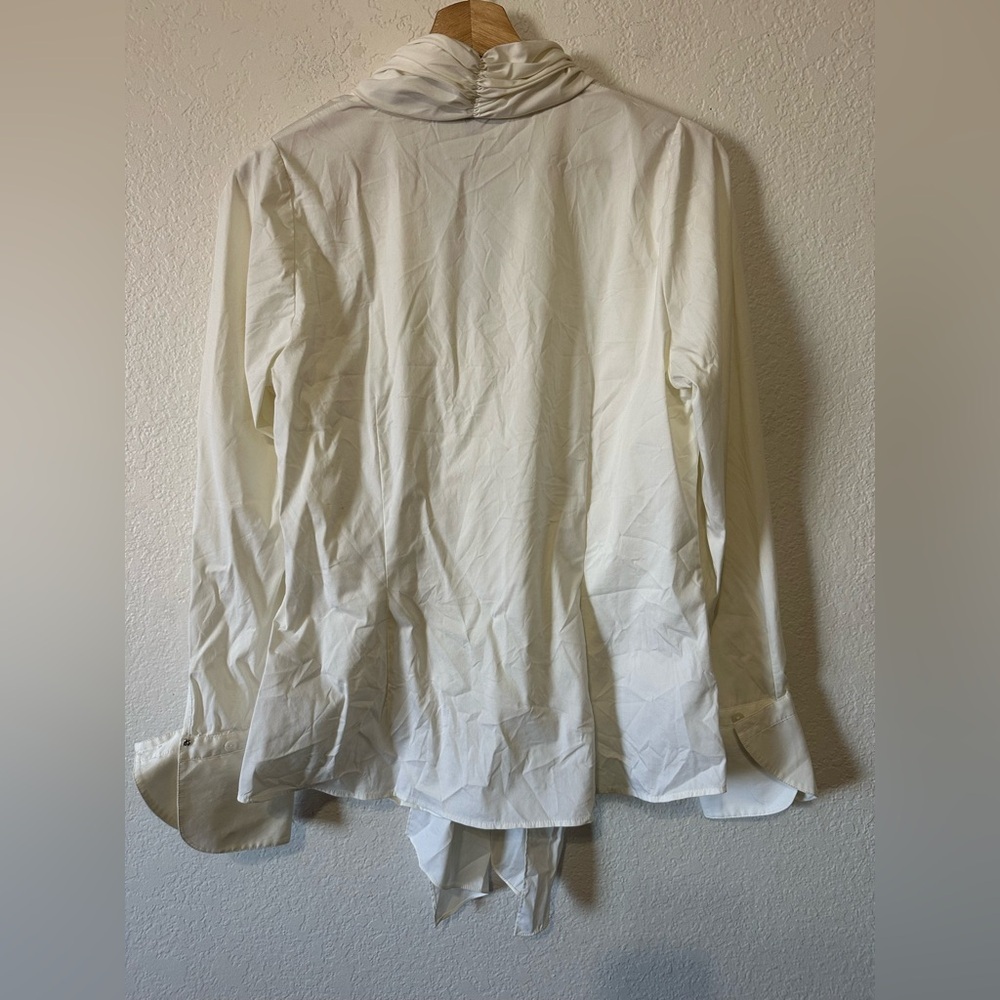 Lafayette 148 Tie front cream blouse - Size 10 - Picture 6 of 10